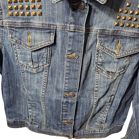 Ana Womens Studded Denim Jacket Large Blue - Picture 2 of 6